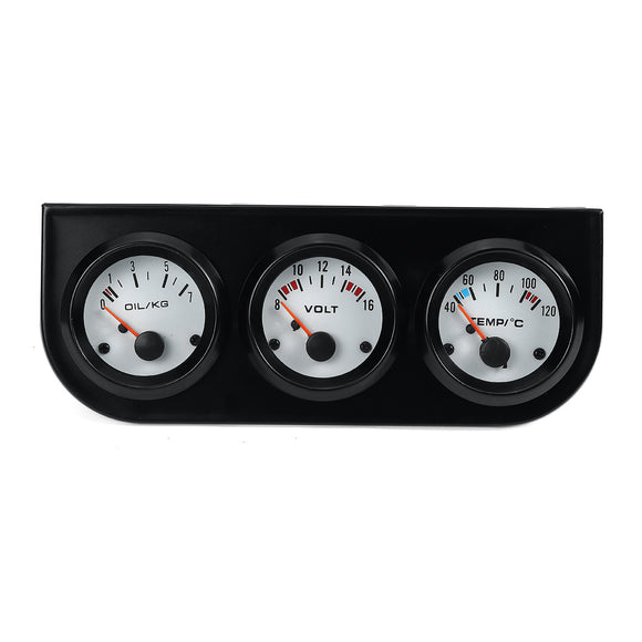 2''/52mm Universal Bezel Voltmeter + Water Thermometer + Oil Pressure Electrical Gauge