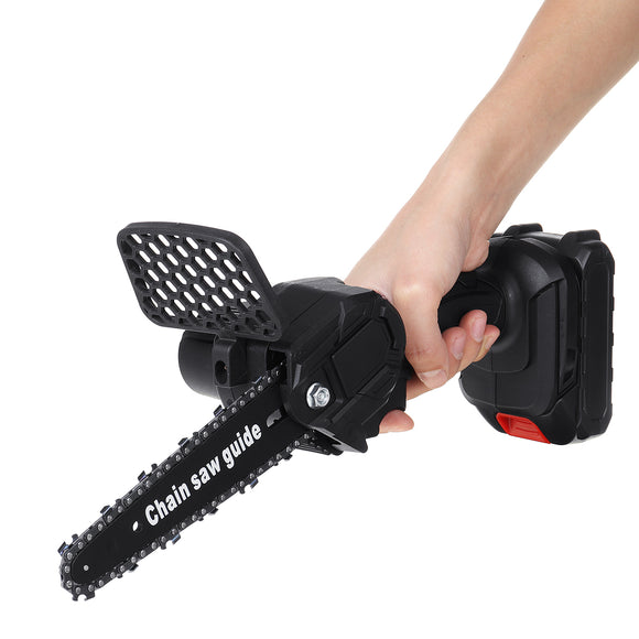 550W Cordless Electric Chain Saw Mini Wood Cutter One-Hand Saw Woodworking Tool W/ Battery
