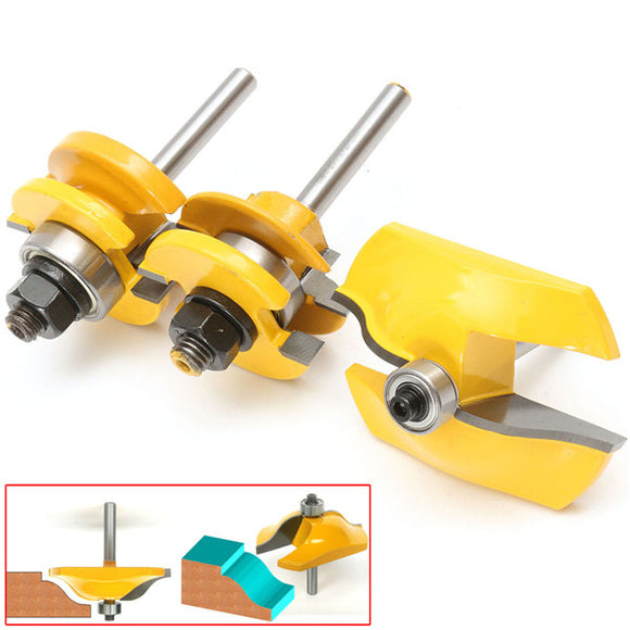 3pcs 1/4 Inch Shank Ogee Rail and Stile Router Bit Set