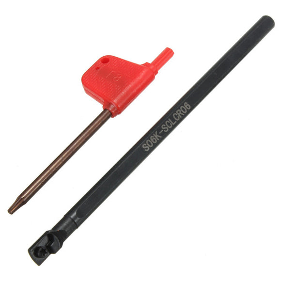 S06K-SCLCR06 6x100mm Lathe Boring Bar Turning Tool T8 Wrench Inner Hole Cutter Bar For CCMT0602