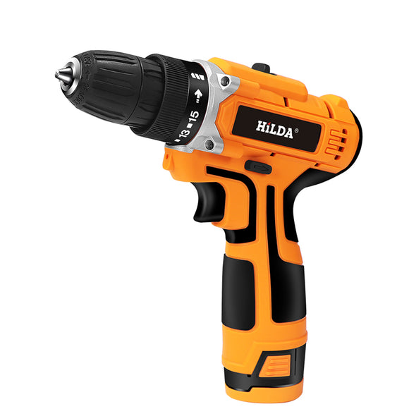 HILDA 12-21V Electric Drill with Rechargeable Lithium Battery Screwdriver Cordless Screwdriver Two-speed Power Drills