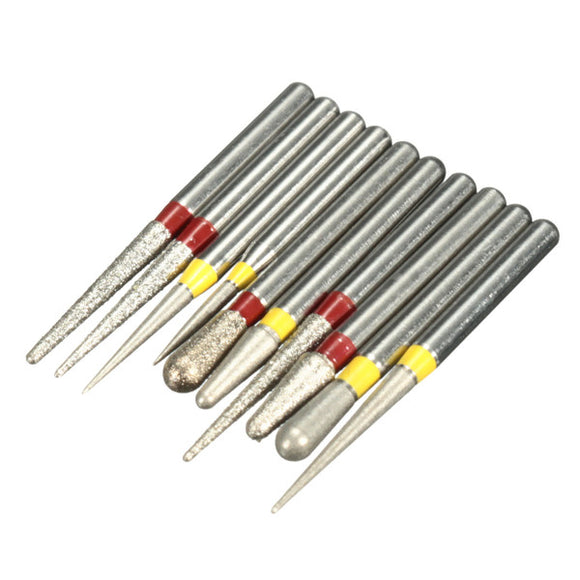 10pcs Diamond Burs Polishing Grinding Heads for High speed Handpieces