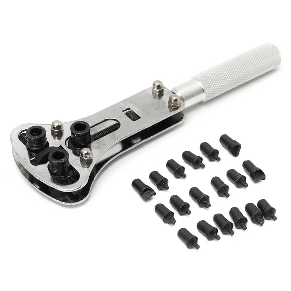 Watch Repair Tool Waterproof Screw Back Opener Case Remover Wrench With 18 Bits