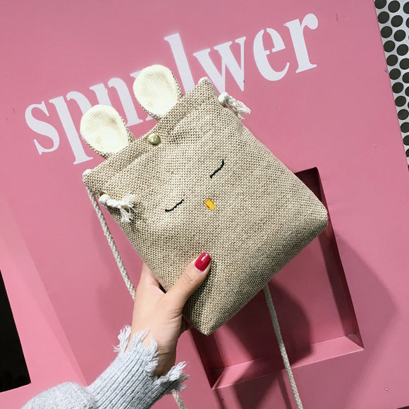 Cotton Cartoon Rabbit Phone Bag Korean Fashion Purse Handbag Shoulder Bag Crossbody Bag