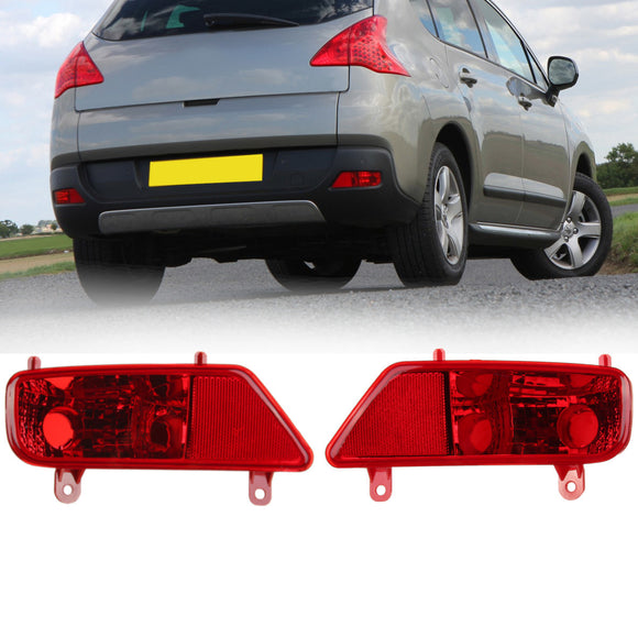 Pair Rear Bumper Fog Light Lamp Cover Red Left Right for PEUGEOT 3008 2009-2015