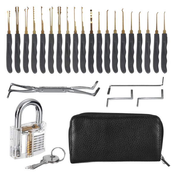 25PCS Lock Padlock Transparent Visible Pick Cutaway Practice Padlock Lock With Broken Key Picking Kit Tools Unlocking Set Lock Picks