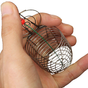 Stainless Steel Small Fishing Bait Cage Trap Basket Feeder Holder