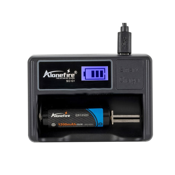 AloneFire SC-01 Battery Charger LCD Screen Smart Li-ion 18650 14500 16340 26650 AAA AA USB Smart Battery Charger