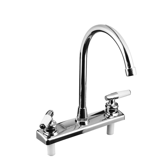 Double Dual Handle Spout Hot Cold Basin Sink Mixer Water Tap Kitchen Faucet