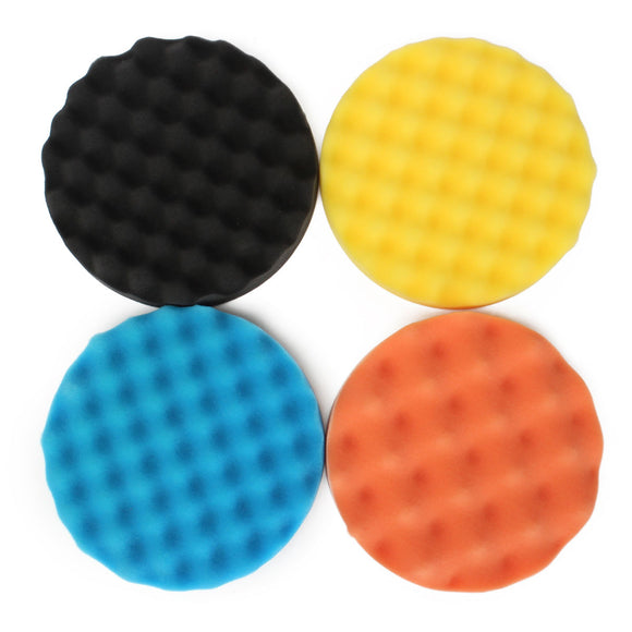 Drillpro 4pcs 7 Inch/180mm Waffle Polishing Buffing Pad Waxing Sponge Polishing for Rotary Tool