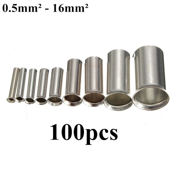 Excellway BC01 100 Pcs Naked Insulated Tube Terminal Block Cord End Terminal