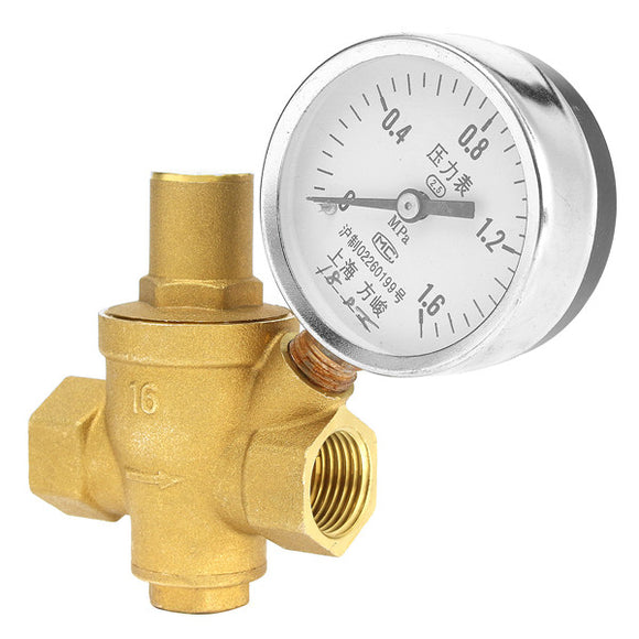 DN15 Water Pressure Regulator Brass Lead 2.5-2.0-1.6 MP Pressure Reducer Gauge