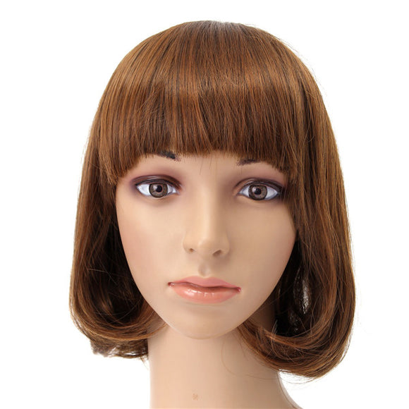 Short Wavy Curly Bangs Wig Hair Costume Cosplay Synthetic Full Wigs Cute High-temperature Fiber