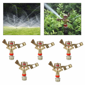 5pcs 3/4 Irrigation Water Impact Lawn Sprinkler 360 Rotate Grass Sprayer Garden Lawn"