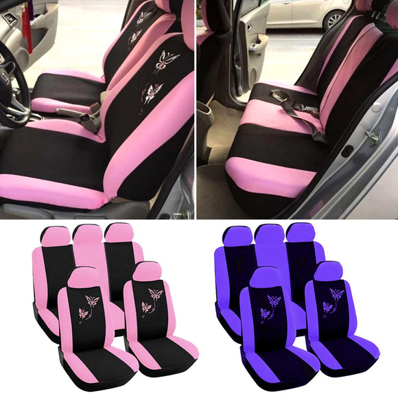 Universal  Five Seat Butterfly Printed Car SUV Full Set Seat Cover Protector Cushion Universal