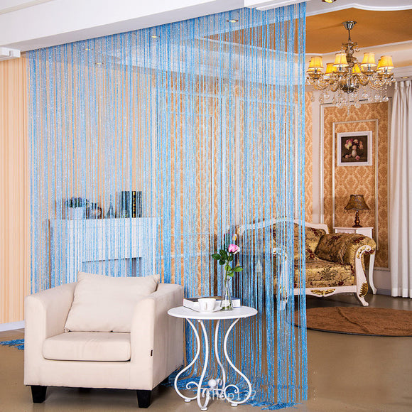 Shiny Tassel Flash Silver Line String Curtain Window Door Divider Colorful Sheer Curtains