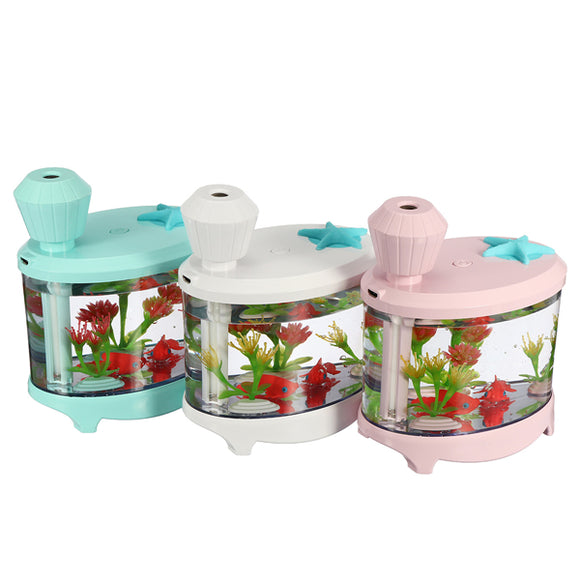 USB Fish Tank Shaped Humidifier Air Diffuser Purifier Aroma Mist Maker LED Night  Light