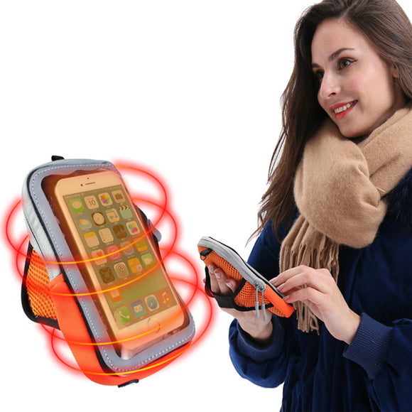6.3 Electric Mobile Phone Heating Warm Bag Sports Running Cycling Arm Band Holder Bag Arm Phone Bag