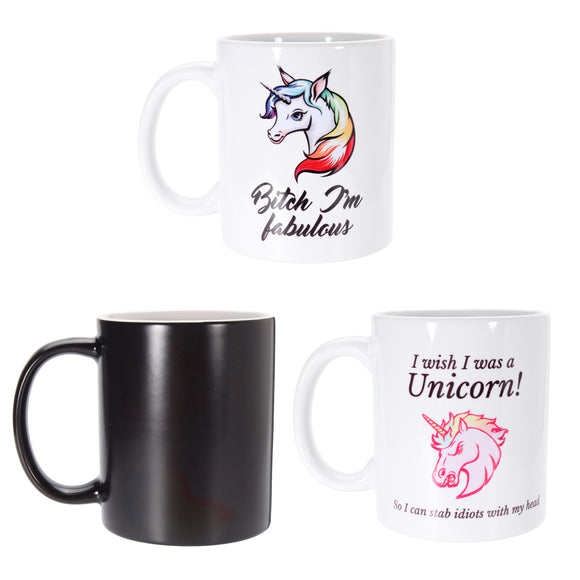 Funny Unicorn Heat Color Changing Ceramic Mug Coffee Milk Tea Cup Home Christmas Gift