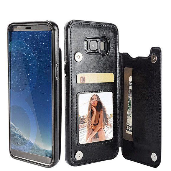 Magnetic PU Leather Wallet Card Slot Bracket Case for Samsung Galaxy S8