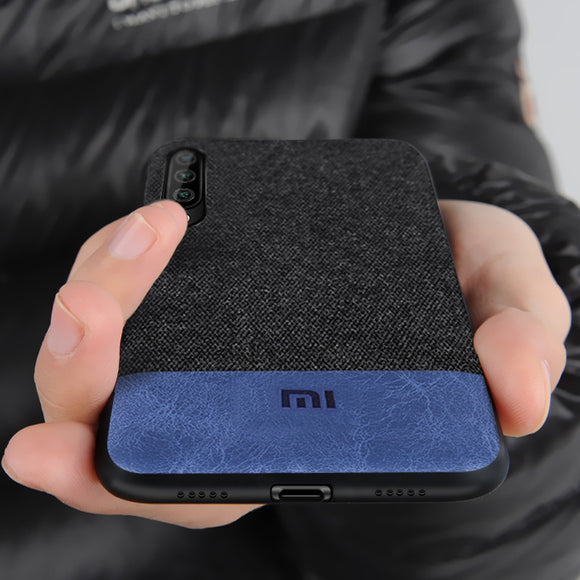 Bakeey Luxury Fabric Splice Soft Silicone Edge Shockproof Protective Case For Xiaomi Mi CC9