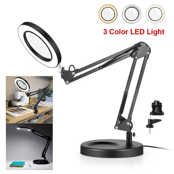 NEWACALOX USB 5X LED Light Magnifying Glass Third Hand Soldering Tool Desk Clamp Magnifier Welding/Reading Table Lamp