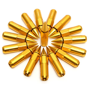 16PCs 30 60mm Gold Spiked Wheels Extended Lug Nuts M12 X1.25 X1.5