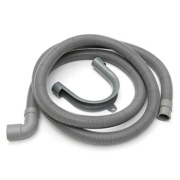 2m x 24mm PVC Flexible Elbow Washer Drain Hose With Bracket