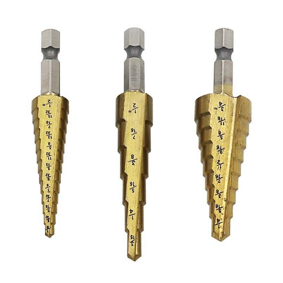 Drillpro 3/16-1/2 1/4-3/4 1/8-1/2 Inch Step Drill Bit Inch Type 1/4 Inch Shank Step Drill
