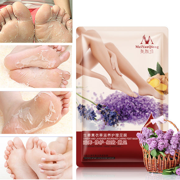 MeiYanQiong Feet Peeling Mask Lavender Ginger Nourish Dead Skin Removal Smooth Tender Exfoliating