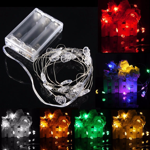 2M 20 LED Skull Style Battery Operated Xmas String Fairy Lights Party Wedding Christmas Decor
