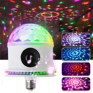 E27 RGB LED Bluetooth Speaker Bulb Crystal Ball Disco DJ KTV Stage Light Lamp AC85-265V