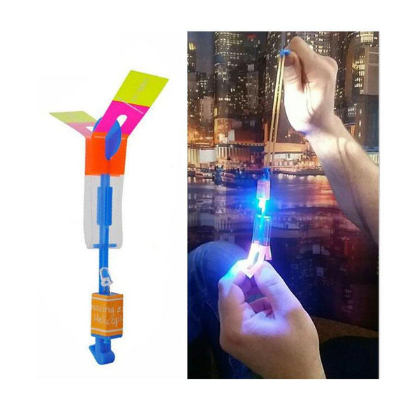 20PCS Amazing Flash LED Light Rocket Helicopter Rotating Flying Plane Toy Party Fun Green