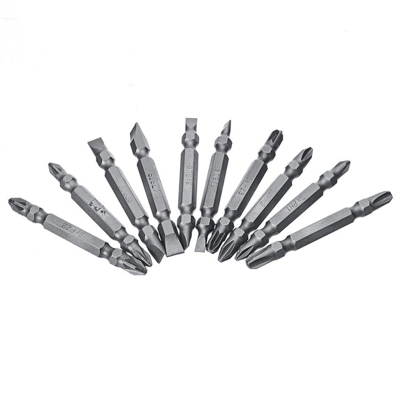 Drillpro 10pcs 65mm Magnetic Screwdriver Bits 1/4 Inch Hex Shank PH/PZ/FL Screwdriver Bit Set