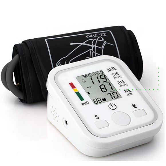 Automatic Digital LCD Blood Pressure Heartbeat Pulse Monitor Upper Arm Cuff