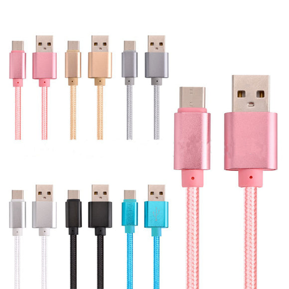2.1A Braided Type C Data Sync Charging Cable 0.25m For OnePlus 5 Xiaomi 6 Samsung Note 8 S8