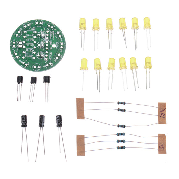 3pcs DIY Yellow LED Round Flash Electronic Production Kit Component Soldering Training Practice Board