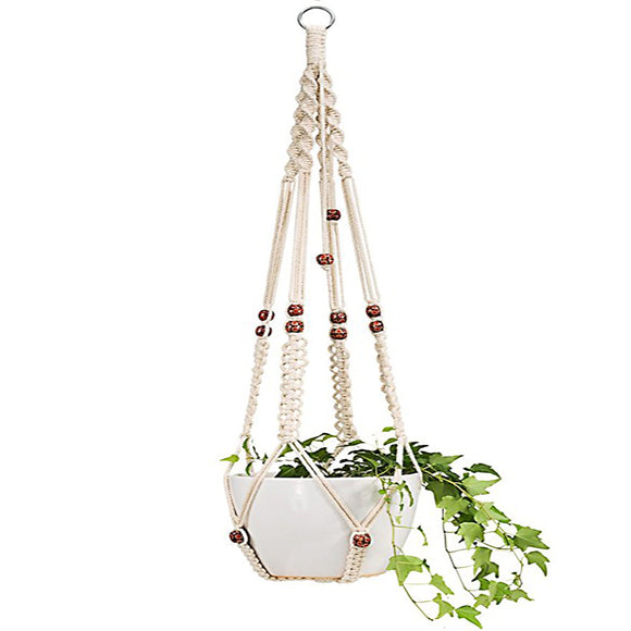 Macrame Flower Pot Planter Holder Basket Hanging Rope with Beads for Home Indoor Outdoor Decorations