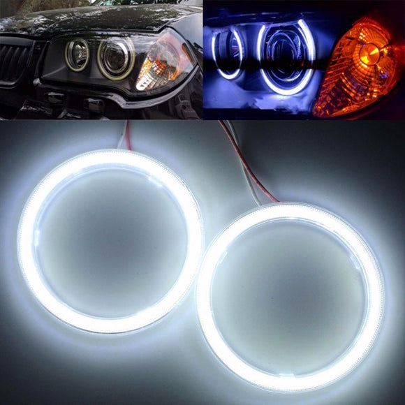 Pair 70mm 10W 12V 60SMD COB White Outside Angel Eye Ring Headlight Aperture