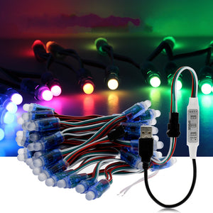 5M 50PCS WS2811 RGB IP68 Full Color LED Pixel Module Strip Light with 3keys Controller DC5V