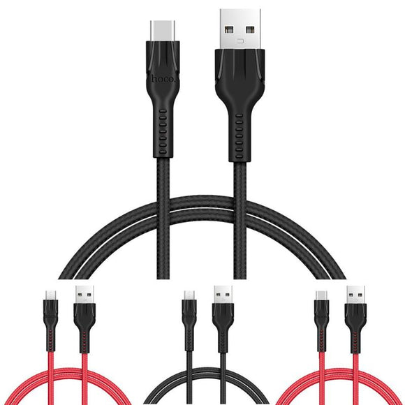 HOCO U31 1m/3.28ft Nylon Braided Type-C USB Fast Charging Data Sync Charger Cable for Mobile Phone