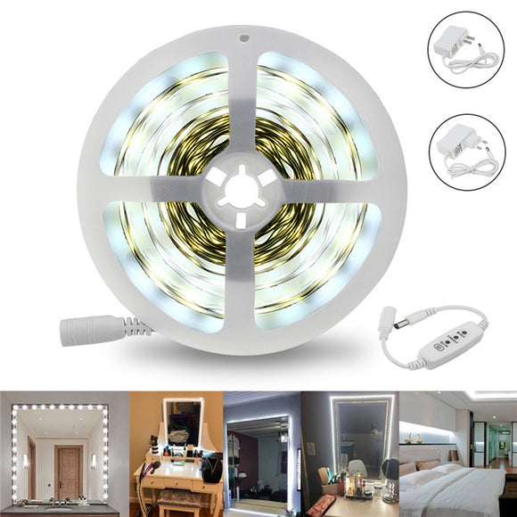 5M 12W SMD2835 White 1400-1500LM Dimmable LED Make-up Mirror Strip Light Kit AC110-240V