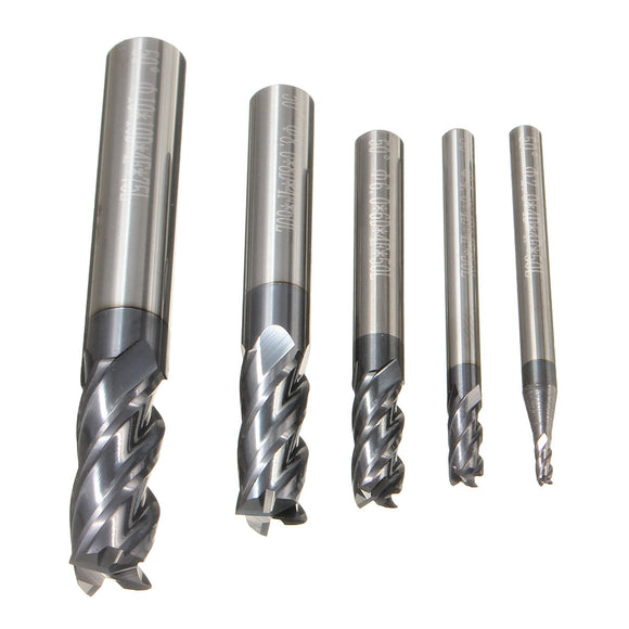 5pcs Tungsten Carbide 4 Flutes End Mill Cutter Straight Shank 2-10mm Milling Cutter Set CNC Tool