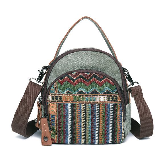 Brenice Bohemia Canvas Handbags Multifunction Shoulder Bags Backpack