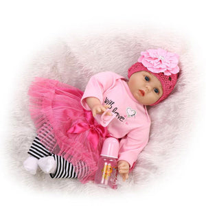 22NPK DOLL Realistic Handmade Reborn Baby Girl Doll Toy Lifelike Soft Silicone Viny"