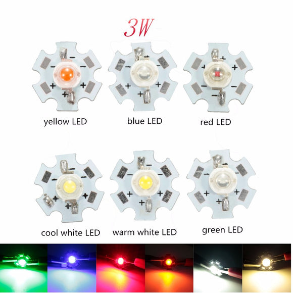 3W High Power LED PCB Bulb Beads Chips Car Indoor Reading Lamp Aquarium Heat Sink