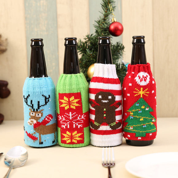 New Arrival Beer Cocktail Bottle Decor Cartoon Knitting Bottle Cover Bags Clothes Home Party Dinner
