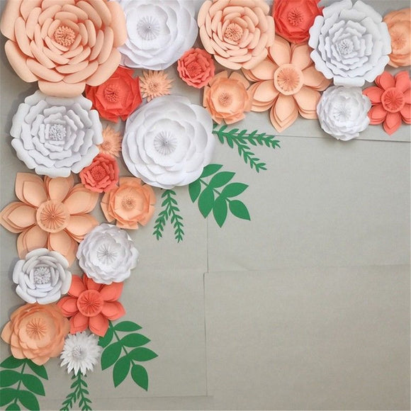30cm DIY Paper Flowers Leaves Backdrop Decorations Kid Birthday Party Wedding Favor
