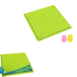 3D Printing Pen Silicone Design Mat with Basic Template + 2pcs Insulation Silicone Finger Caps