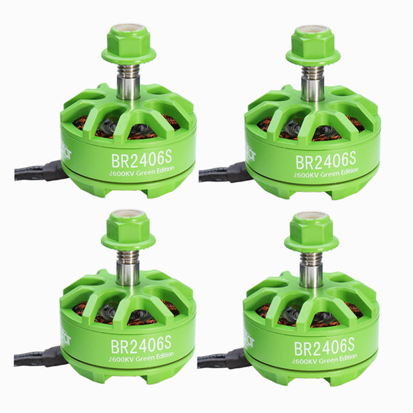 4X Racerstar 2406 BR2406S Green Edition 2600KV 2-4S Brushless Motor For X220 250 300 RC Drone FPV Racing